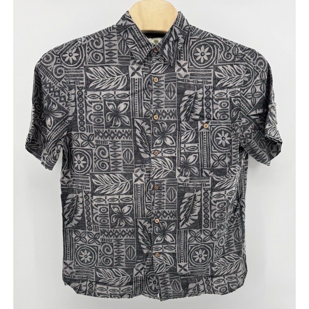 Island Shores Hawaiian Shirt Men's Size L 100% Rayon Floral Tropical Beach Aloha